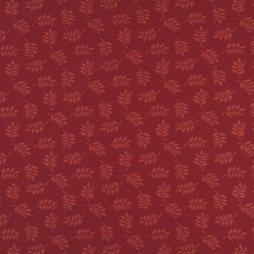Chili Burgundy and Coral Foliage Damask Upholstery Fabric by the Yard