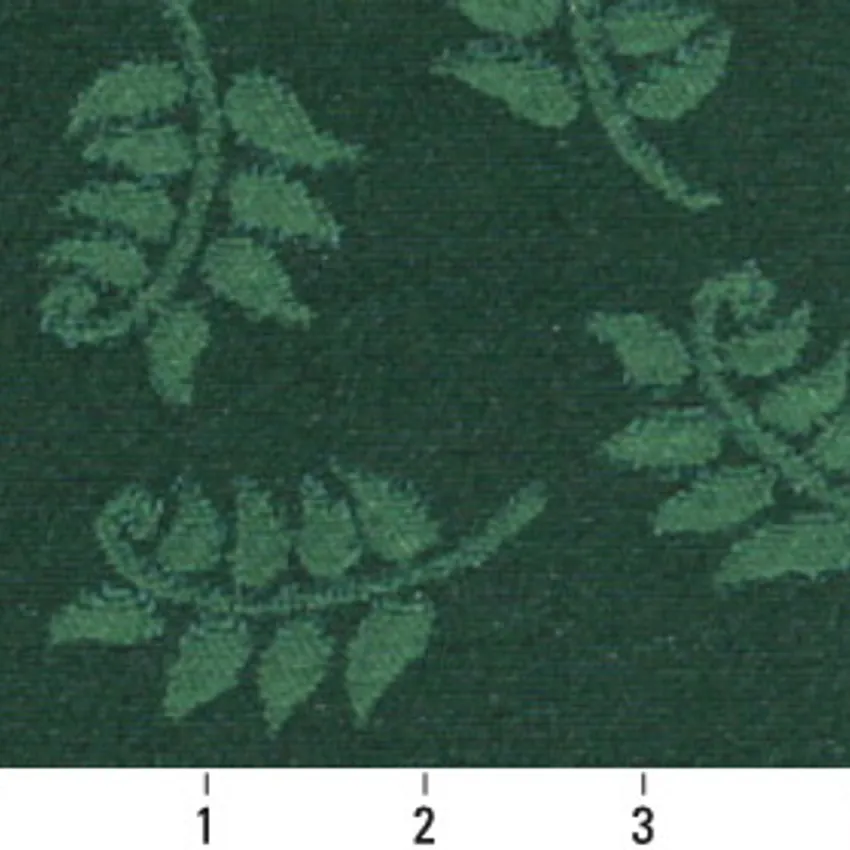 Spruce Dark Green Foliage Damask Upholstery Fabric by the Yard — Scale in inches
