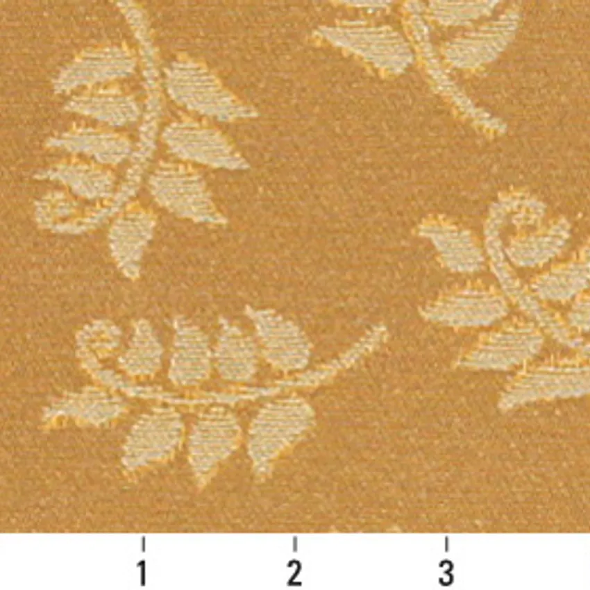Saffron Gold Foliage Damask Upholstery Fabric by the Yard — Scale in inches