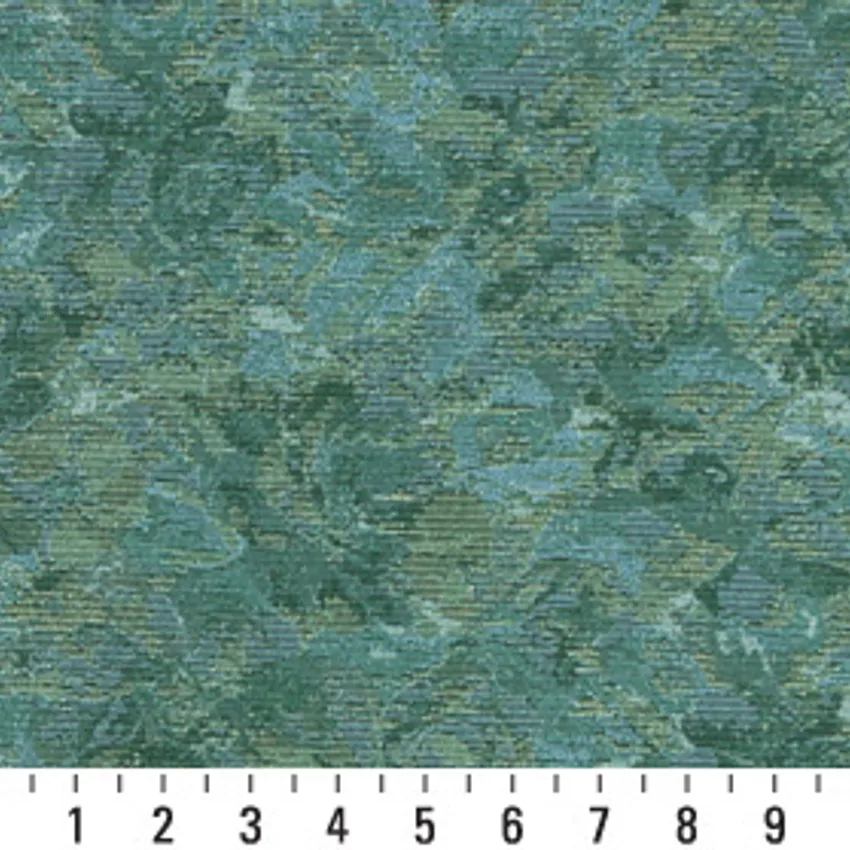 Lagoon Aqua and Light Blue Contemporary Damask Upholstery Fabric by the Yard — Scale in inches