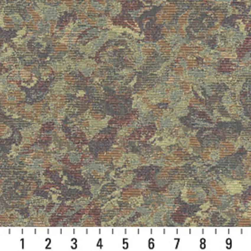 Venice Coral and Gold Contemporary Damask Upholstery Fabric by the Yard — Scale in inches