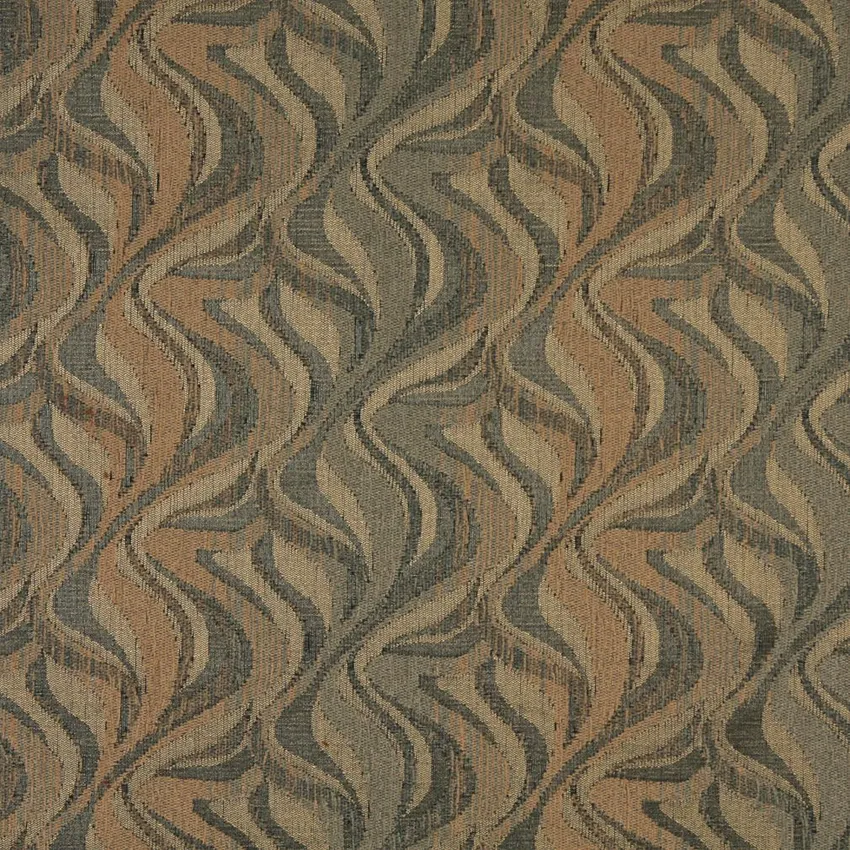 Caramel Beige and Black Abstract Chenille Woven Abstract Flame Upholstery Fabric
