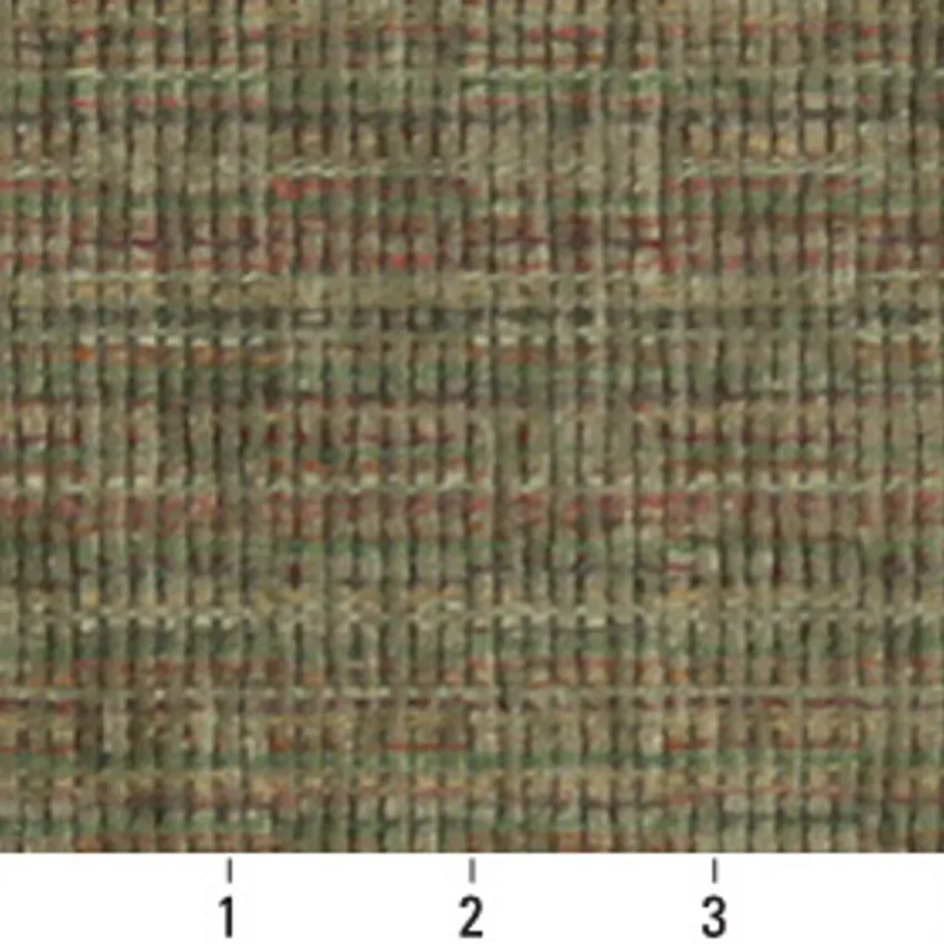 Fern Dark Green and Light Green Plain Chenille Upholstery Fabric — Scale in inches