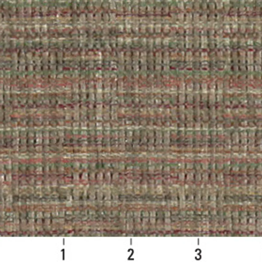 Dark Green and Red Plain Chenille Upholstery Fabric — Scale in inches