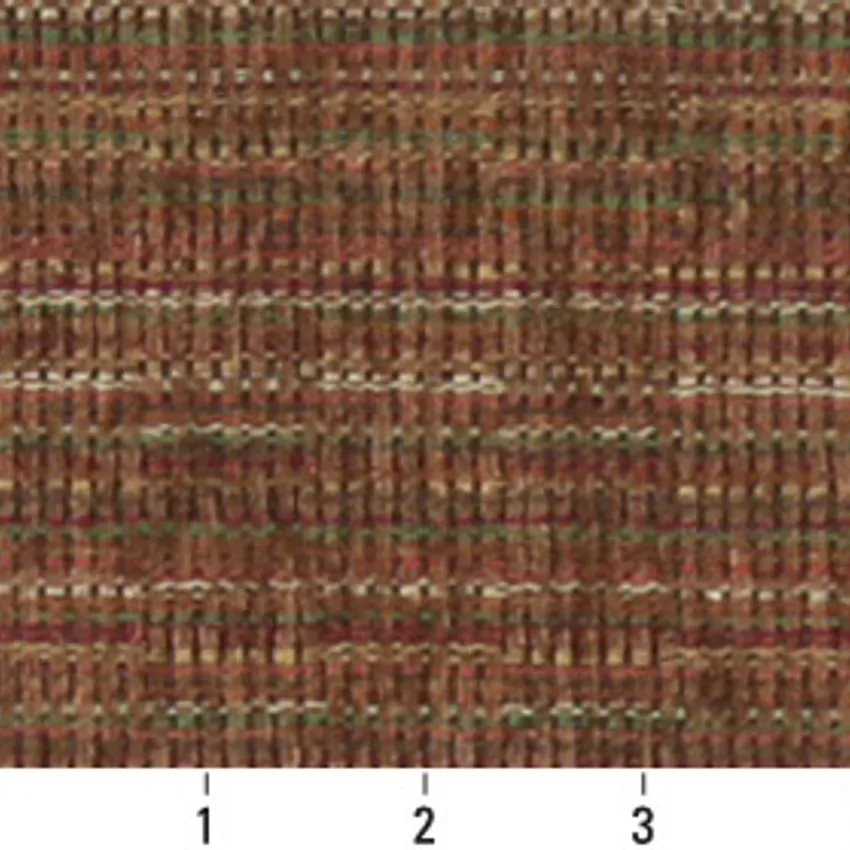 Dark Brown  and Red Plain Chenille Upholstery Fabric — Scale in inches