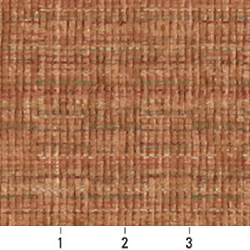 Red Coral Plain Chenille Upholstery Fabric — Scale in inches