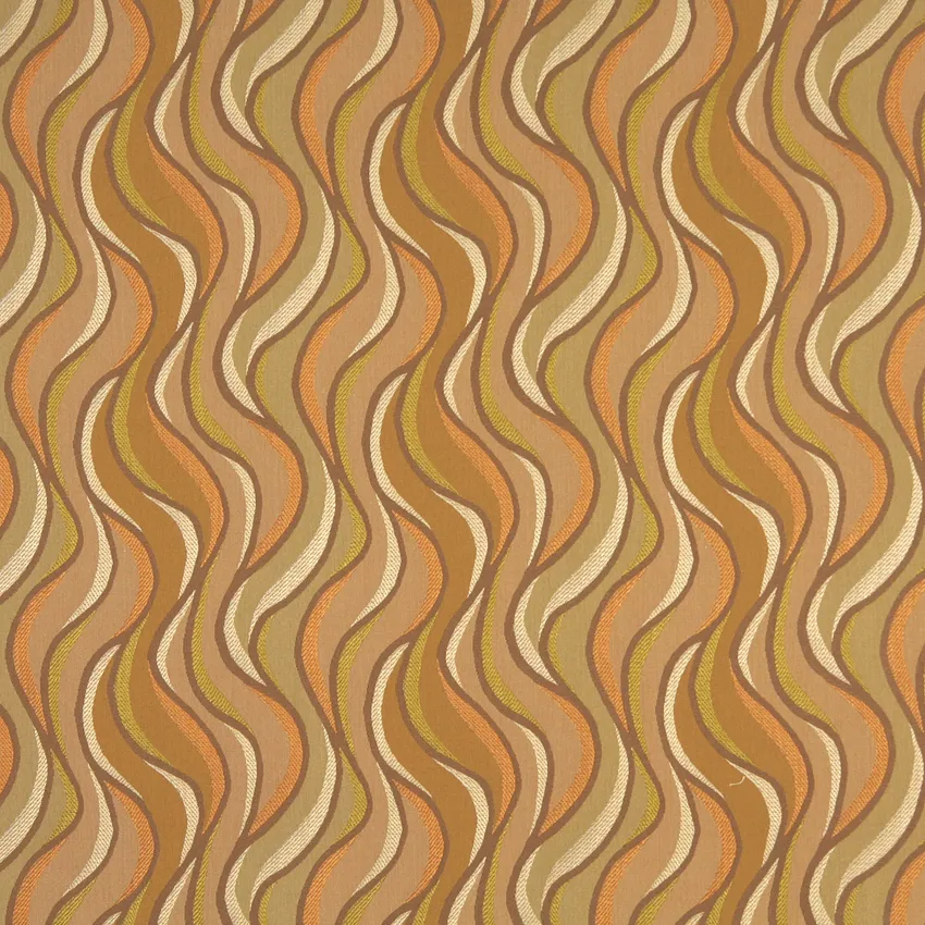 Beige and Coral Damask Woven Abstract Flame Upholstery Fabric