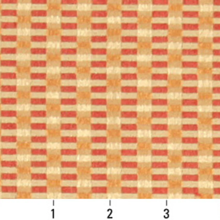 Spice Beige and Coral Contemporary Damask Upholstery Fabric by the Yard — Scale in inches