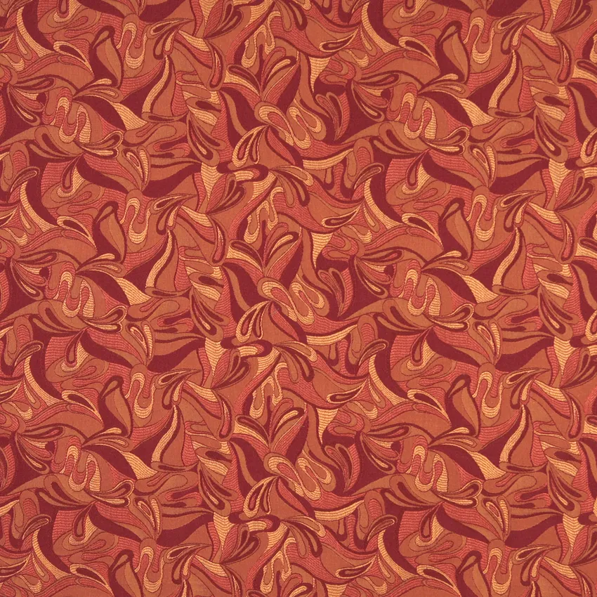 Grenadine Burgundy and Coral Contemporary Damask Upholstery Fabric by the Yard