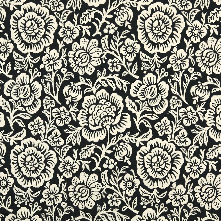 Black and White Contemporary Brocade Upholstery Fabric by the Yard