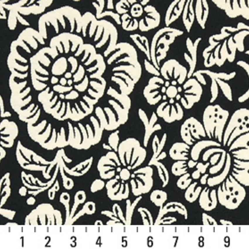 Black and White Contemporary Brocade Upholstery Fabric by the Yard — Scale in inches