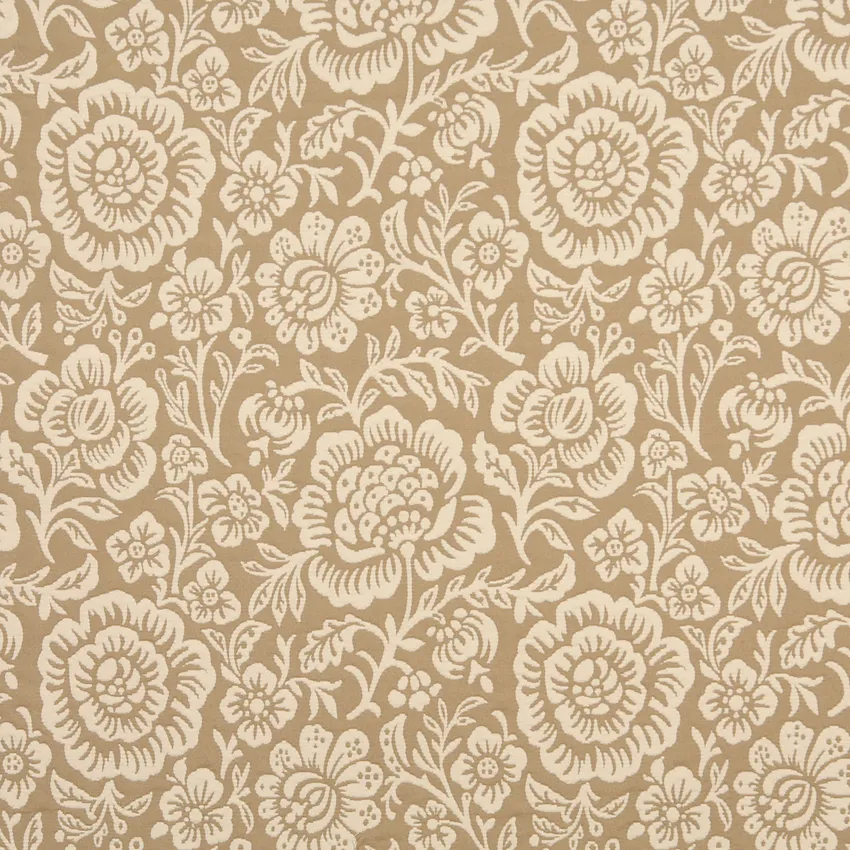 Beige and White Contemporary Brocade Upholstery Fabric by the Yard