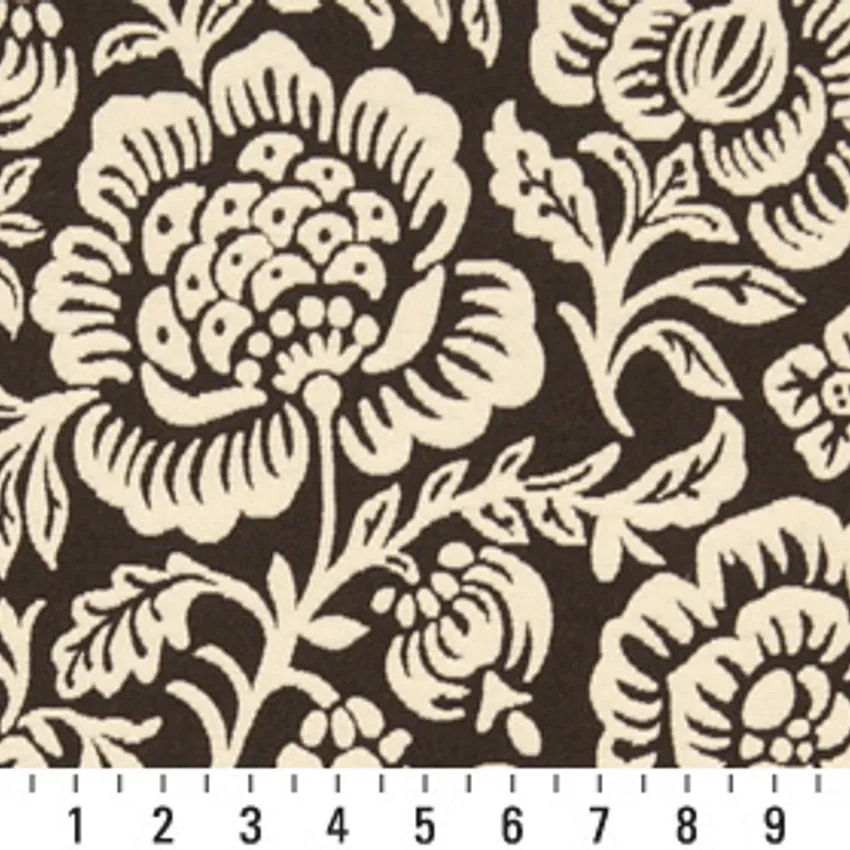 Beige and Brown Contemporary Brocade Upholstery Fabric by the Yard — Scale in inches