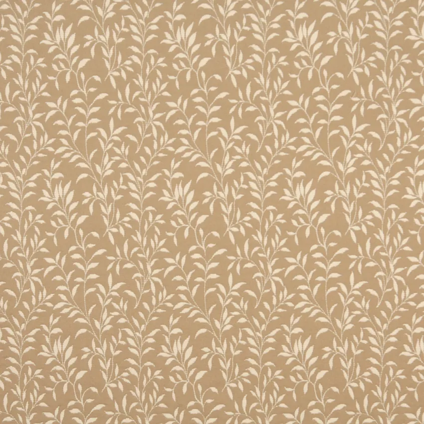 Beige Foliage Brocade Upholstery Fabric by the Yard