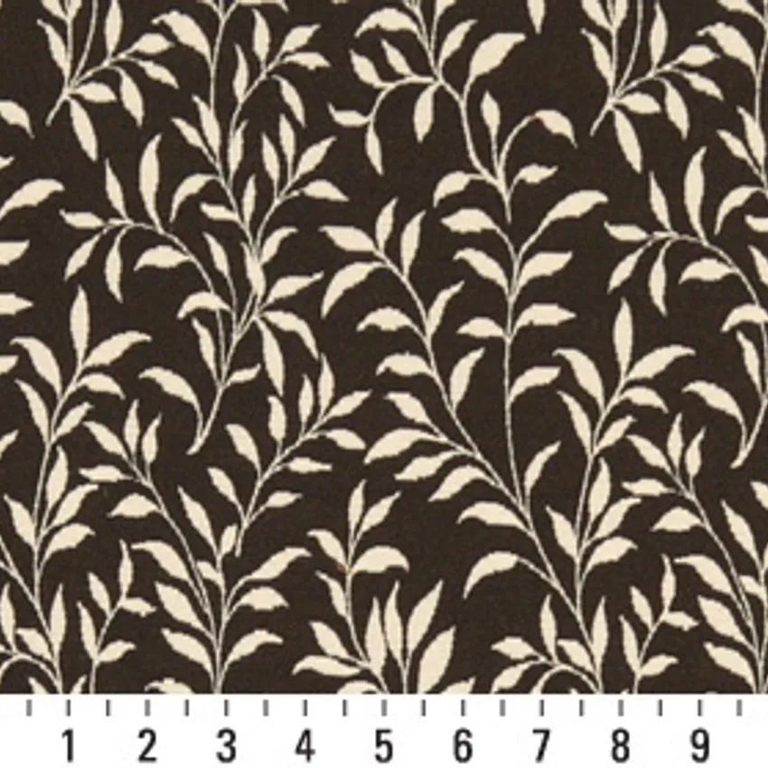 Beige and Brown Foliage Brocade Upholstery Fabric by the Yard — Scale in inches