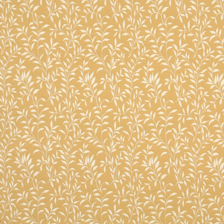 Gold and White Foliage Brocade Upholstery Fabric by the Yard
