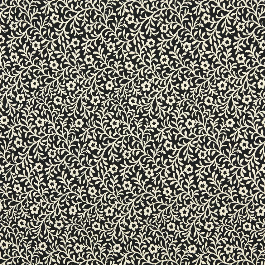 Black and White Country Brocade Upholstery Fabric by the Yard