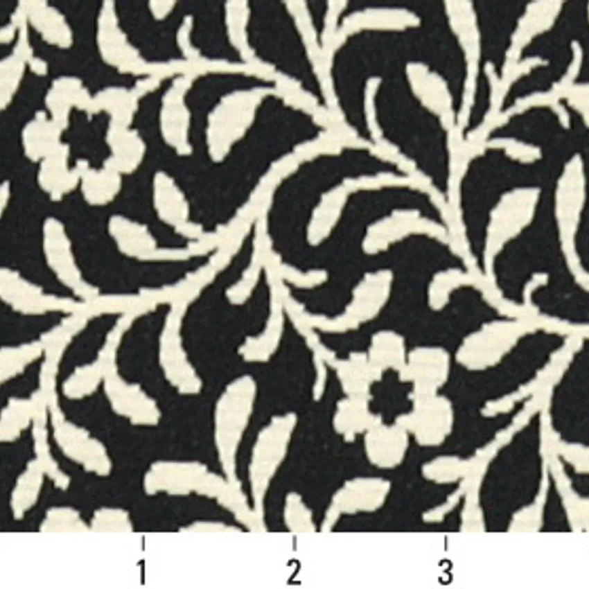 Black and White Country Brocade Upholstery Fabric by the Yard — Scale in inches