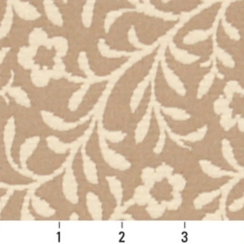 Beige Country Brocade Upholstery Fabric by the Yard — Scale in inches