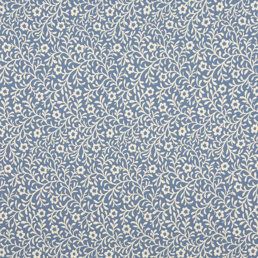 Light Blue and White Country Brocade Upholstery Fabric by the Yard
