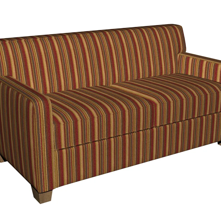 Nutmeg Beige and Brown Stripe Red Small Stripe Tweed Upholstery Fabric — Fabric on furniture