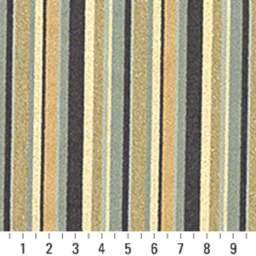 Denim Beige and Dark Blue Small Stripe Tweed Upholstery Fabric — Scale in inches