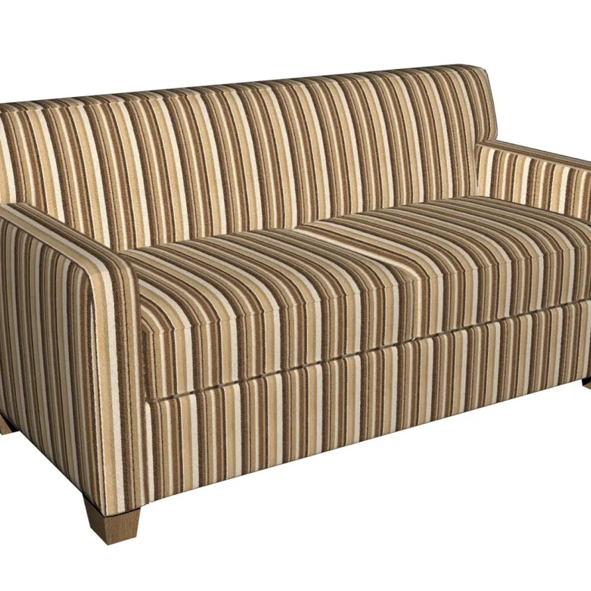 Camel Beige and Brown Small Stripe Tweed Upholstery Fabric — Fabric on furniture
