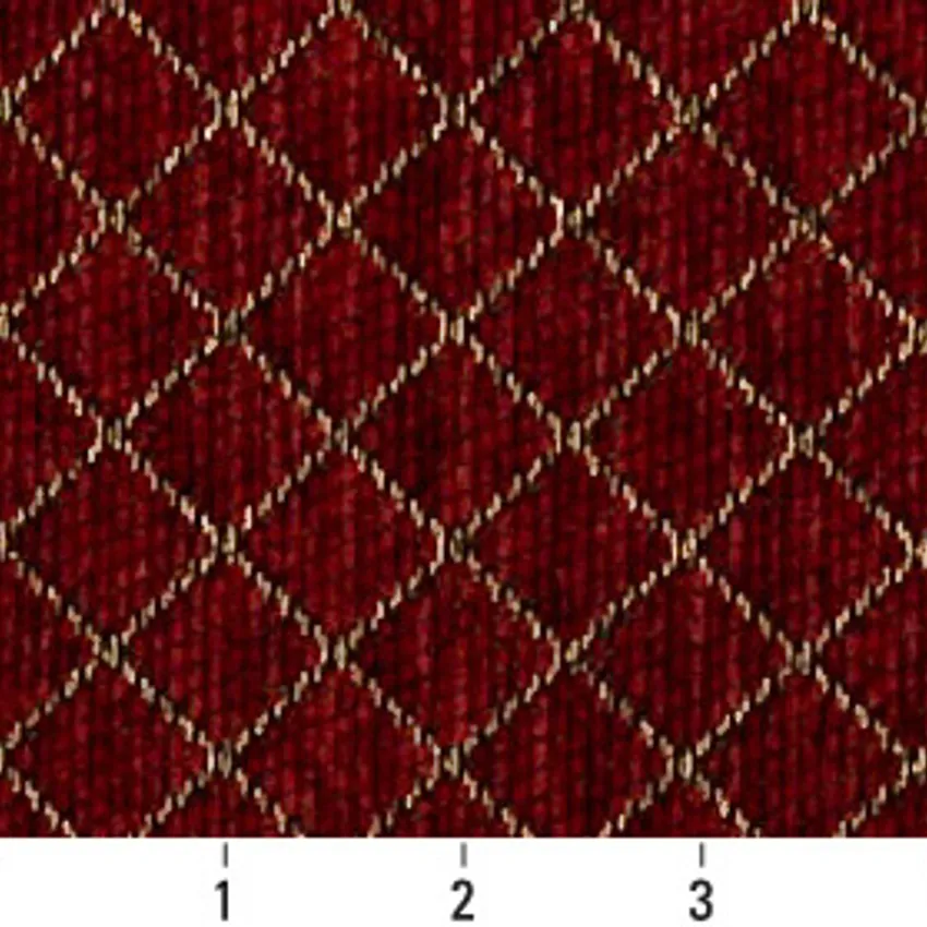 Garnet Burgundy Small Scale Chenille Upholstery Fabric by the Yard — Scale in inches