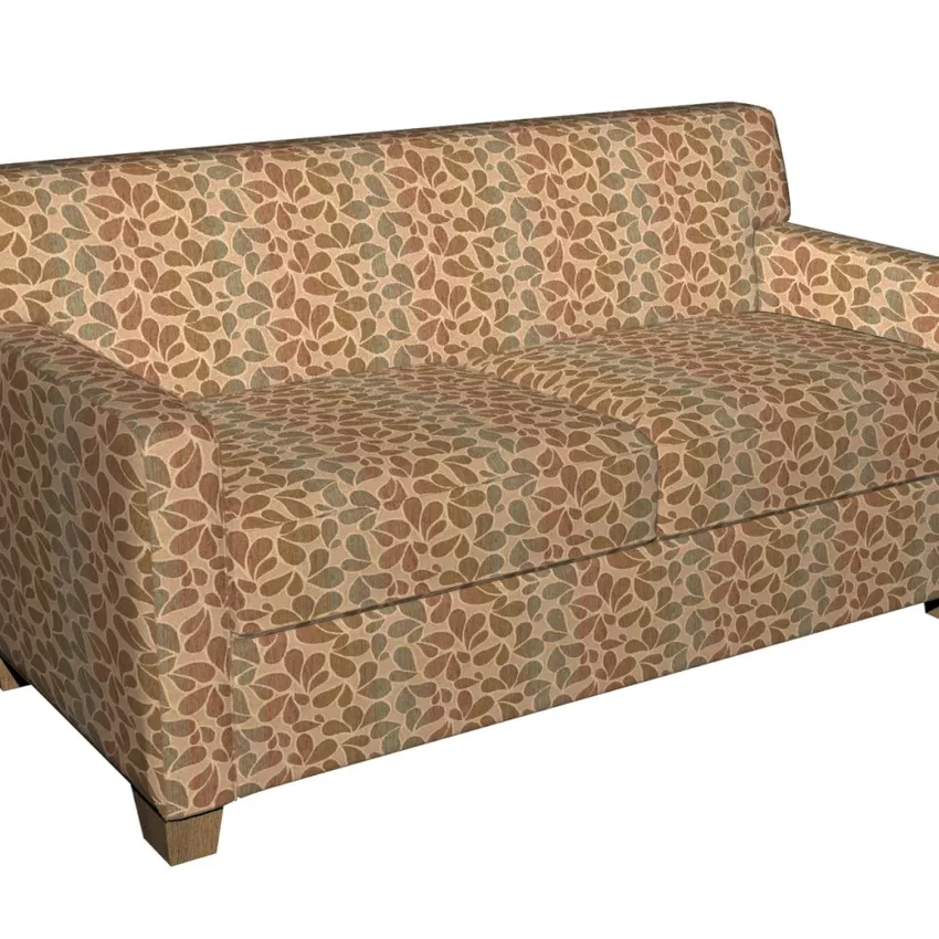Beige and Brown Leaf Silhouette Stripe Abstract Chenille Upholstery Fabric — Fabric on furniture