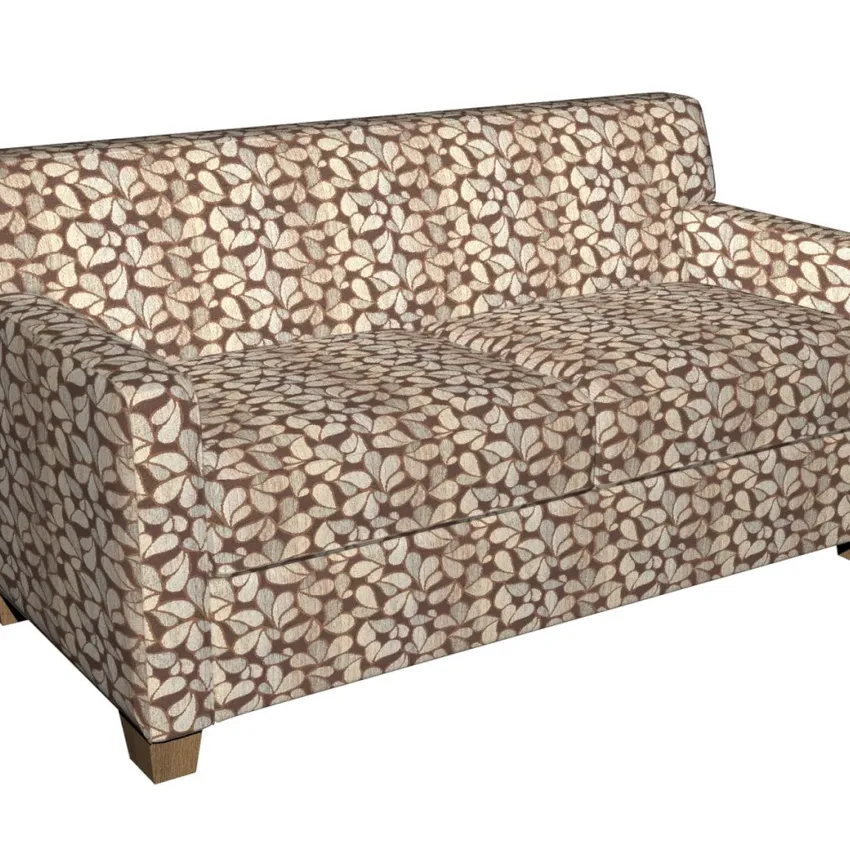 Chocolate Brown and Gray Leaf Silhouette Stripe Abstract Chenille Upholstery Fabric — Fabric on furniture