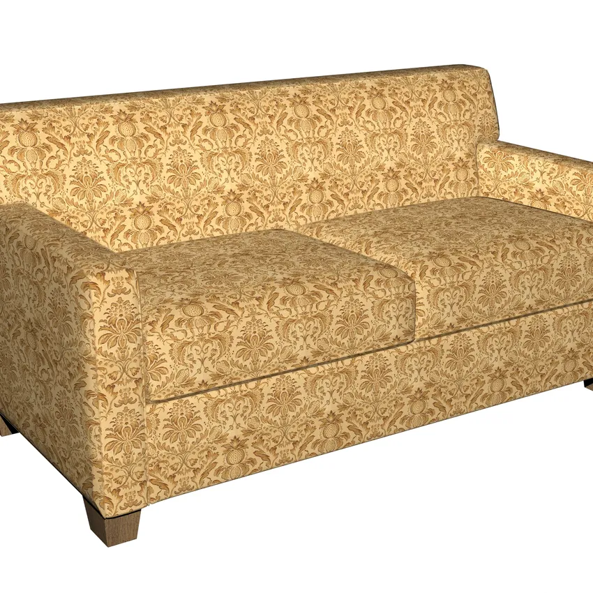 Gold and Light Green Heirloom Damask Upholstery Fabric — Fabric on furniture