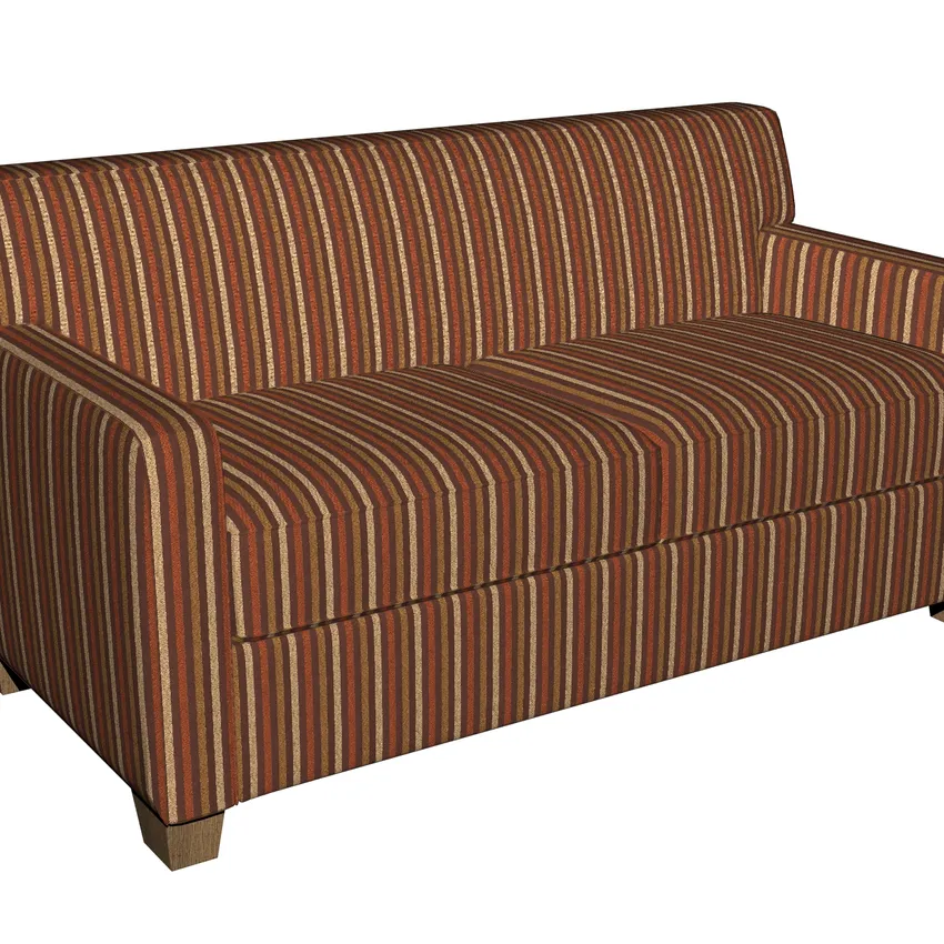 Beige and Coral Dark Brown Stripe Damask Upholstery Fabric — Fabric on furniture