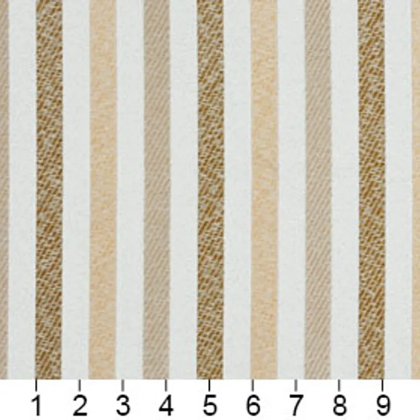 Powder Gold and Light Brown Stripe Damask Upholstery Fabric — Scale in inches