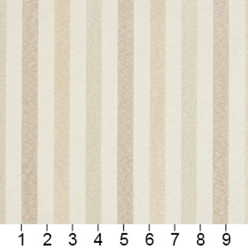 Champagne Beige and White Stripe Damask Upholstery Fabric — Scale in inches