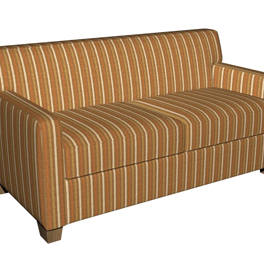 Coral Beige and Brown Stripe Damask Upholstery Fabric — Fabric on furniture