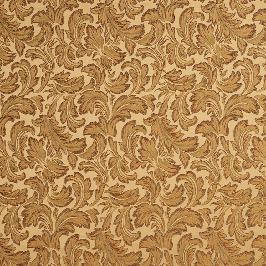 Gold and Light Burgundy Classic Acanthus Foliage Damask Upholstery Fabric