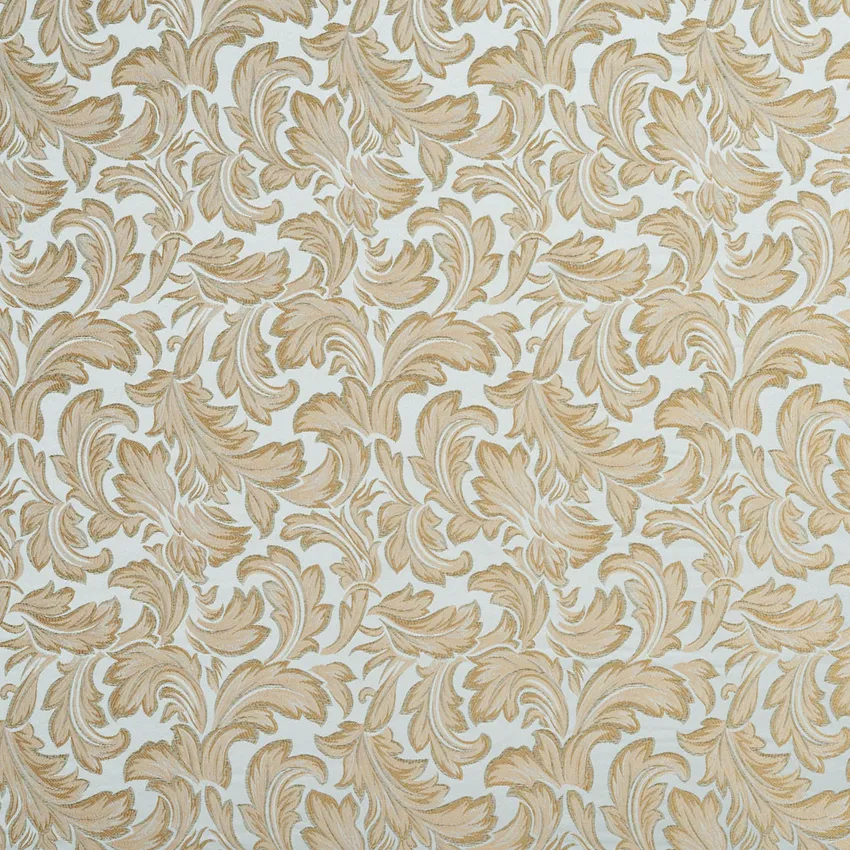 Powder Gold and Light Blue Classic Acanthus Foliage Damask Upholstery Fabric