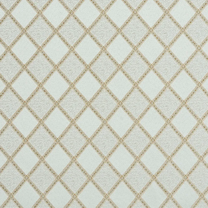 Powder Gold and Light Blue Diamond Geometric Damask Upholstery Fabric