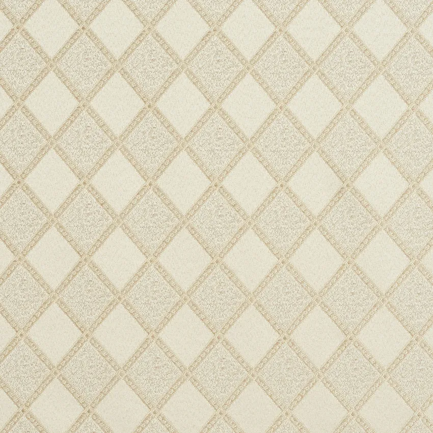 Champagne White and Tan Diamond Geometric Damask Upholstery Fabric