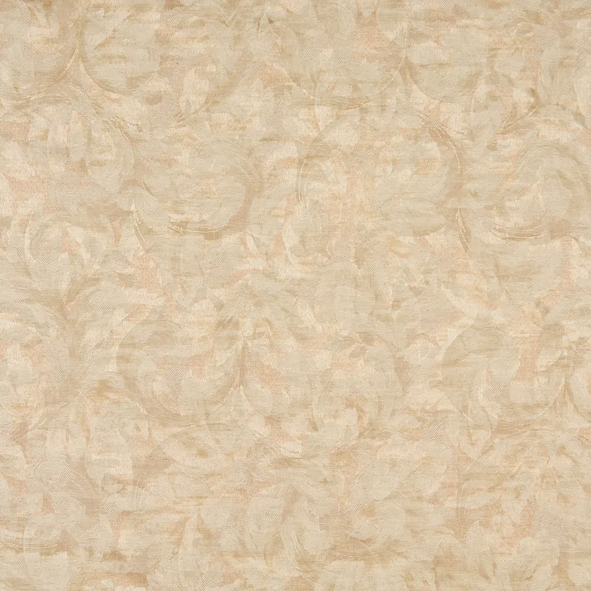 Ecru Gold and White Woven Accent Strokes Foliage Damask Upholstery Fabric