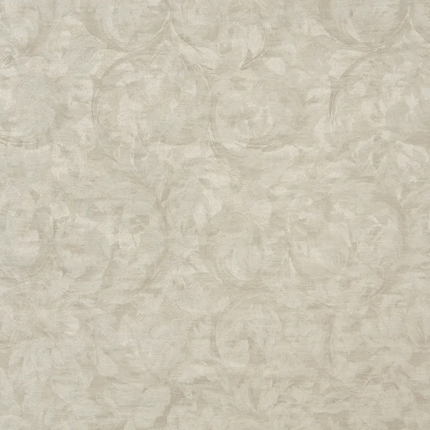 Oyster White Woven Accent Strokes Foliage Damask Upholstery Fabric