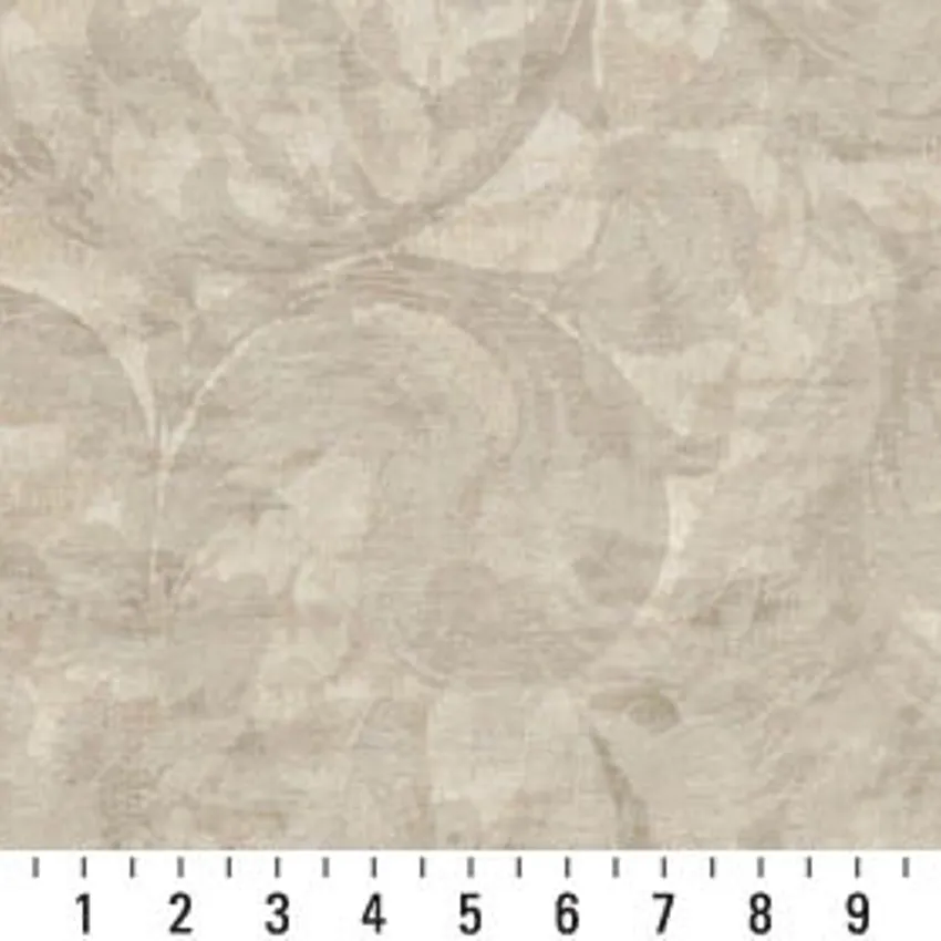 Oyster White Woven Accent Strokes Foliage Damask Upholstery Fabric — Scale in inches