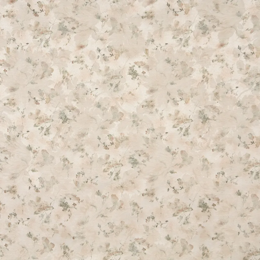 Cream Beige and Mint Green Watercolor Butterfly Woven Floral Damask Upholstery Fabric