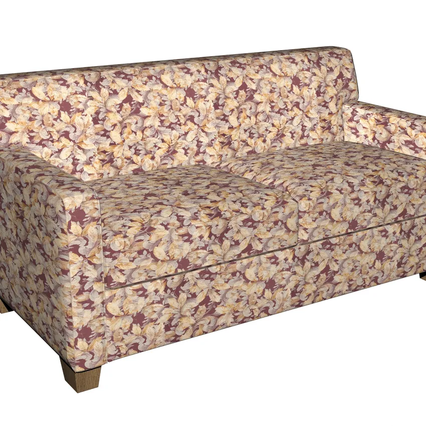Tan Beige and Gold Burgundy Large Woven Accent Foliage Damask Upholstery Fabric — Fabric on furniture