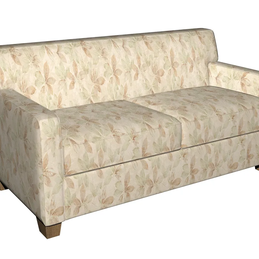 Cream Beige and Light Green Large Woven Accent Foliage Damask Upholstery Fabric — Fabric on furniture