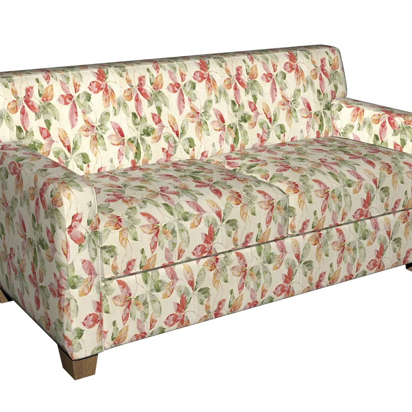 Burgundy Light Green and Gold Woven Accent Foliage Damask Upholstery Fabric — Fabric on furniture