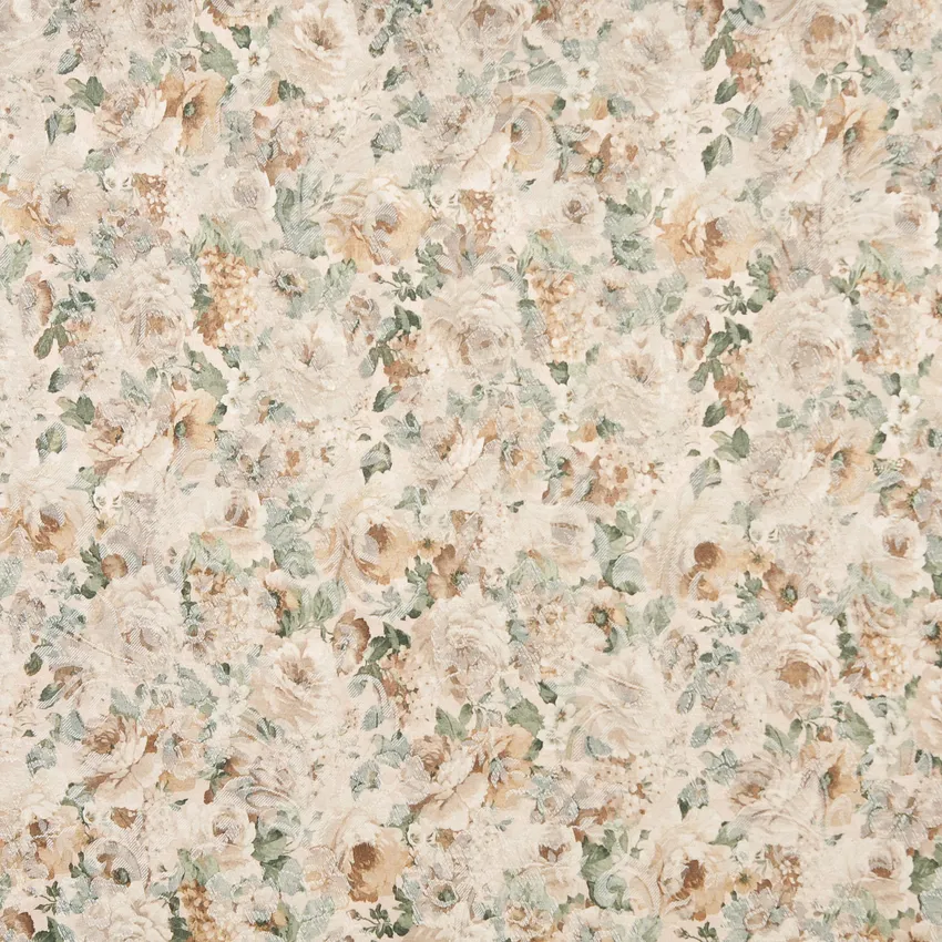 Tan Beige and Gold Victorian Woven Floral Accent  Damask Upholstery Fabric