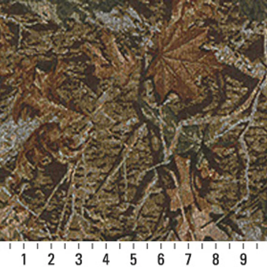 Wilderness Brown and Burgundy Foliage Tapestry Upholstery Fabric by the Yard — Scale in inches