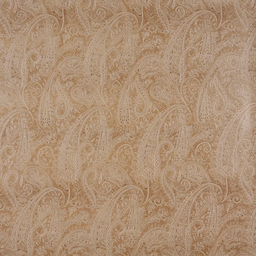 Bullion Beige Paisley Leather Looks Upholstery Fabric by the Yard