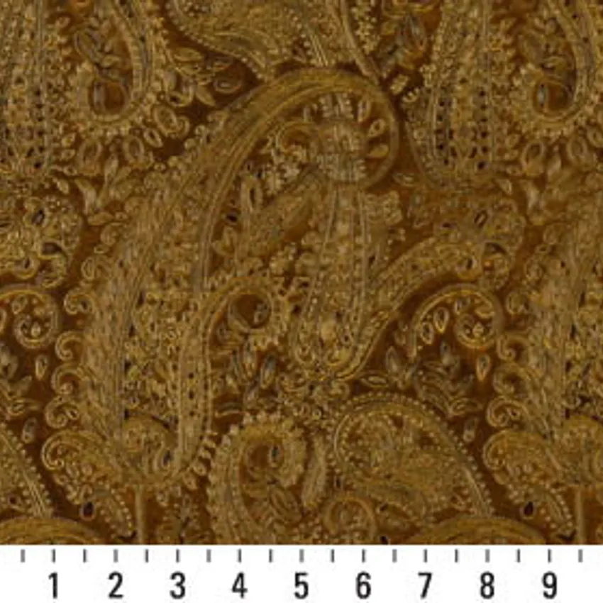 Antique Gold Brown and Gold Decorative Auto Upholstery Fabric by the Yard — Scale in inches